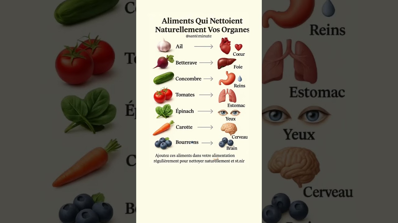 Aliments qui nettoient naturellement vos organes #santé #shorts
